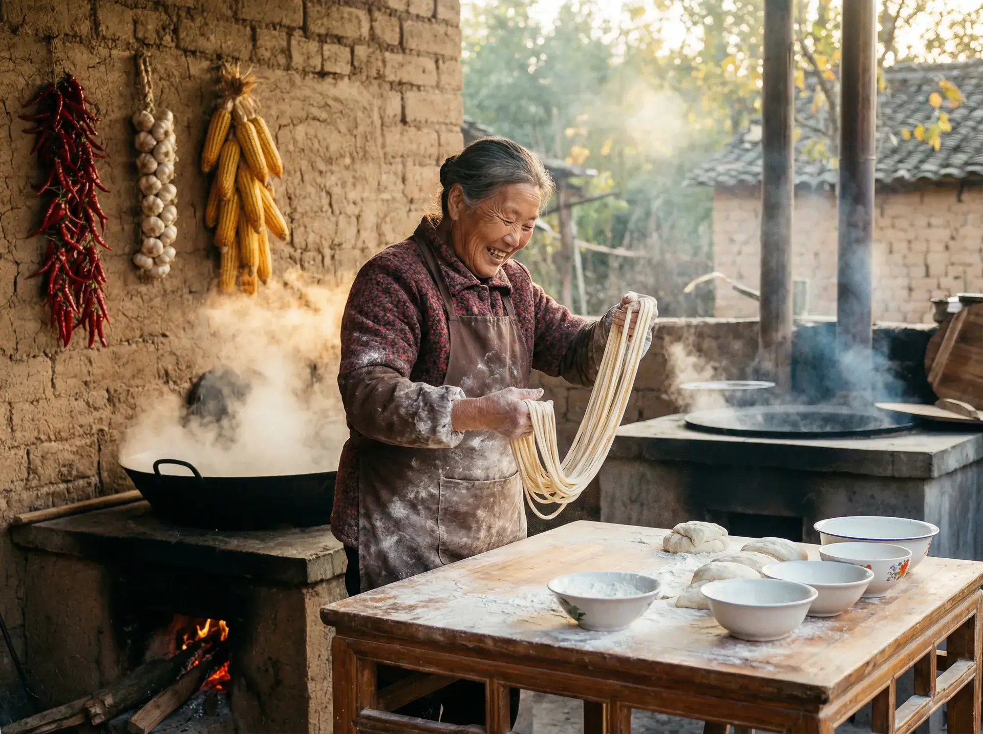 农家大嫂手擀面 - 快色 app 乡村美食